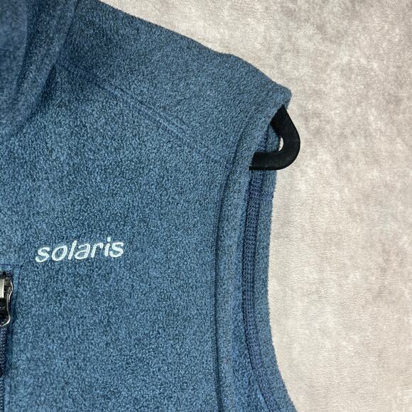 Solaris Vest Mens Medium Blue Fleece Full Zip Pockets Mock Neck Outdoor Travel - Picture 3 of 10